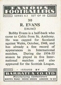 1955 Barratt & Co. Famous Footballers (A3) #30 Bobby Evans Back