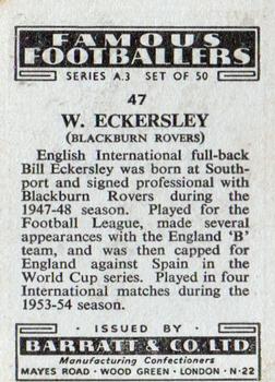 1955 Barratt & Co. Famous Footballers (A3) #47 Bill Eckersley Back