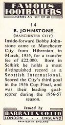 1957 Barratt & Co. Famous Footballers (A5) #14 Bobby Johnstone Back
