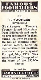 1957 Barratt & Co. Famous Footballers (A5) #35 Tommy Younger Back