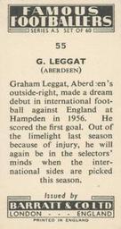 1957 Barratt & Co. Famous Footballers (A5) #55 Graham Leggat Back