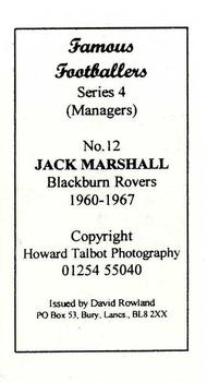 1999 David Rowland Famous Footballers Series 4 (Managers) #12 Jack Marshall Back