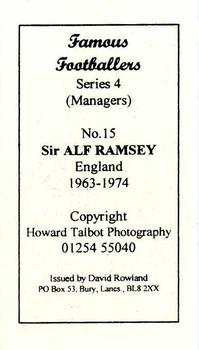 1999 David Rowland Famous Footballers Series 4 (Managers) #15 Sir Alf Ramsey Back