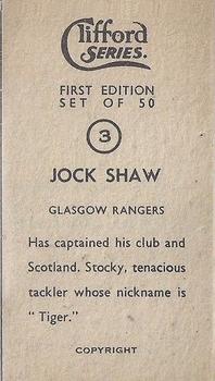 1950 Clifford Footballers #3 Jock Shaw Back