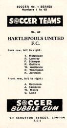 1957-58 Soccer Bubble Gum Soccer Teams Series 1 #42 Hartlepool United F.C. Back