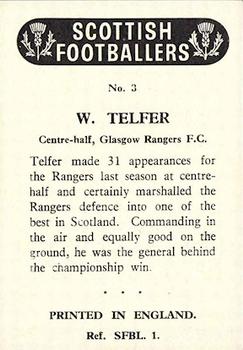 1960 Chix Confectionery Scottish Footballers #3 Willie Telfer Back
