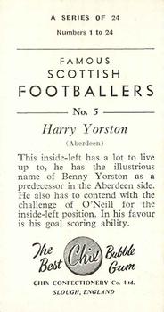 1954 Chix Confectionery Scottish Footballers #5 Harry Yorston Back