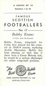 1954 Chix Confectionery Scottish Footballers #17 Bobby Evans Back