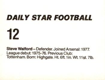 1980-81 Daily Star Football #12 Steve Walford Back