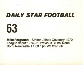 1980-81 Daily Star Football #63 Mike Ferguson Back