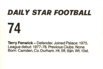 1980-81 Daily Star Football #74 Terry Fenwick Back
