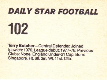 1980-81 Daily Star Football #102 Terry Butcher Back