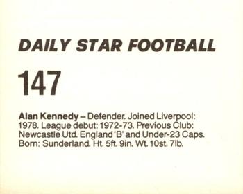 1980-81 Daily Star Football #147 Alan Kennedy Back