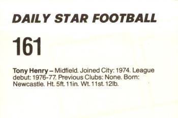 1980-81 Daily Star Football #161 Tony Henry Back