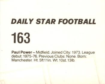 1980-81 Daily Star Football #163 Paul Power Back