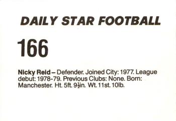 1980-81 Daily Star Football #166 Nicky Reid Back