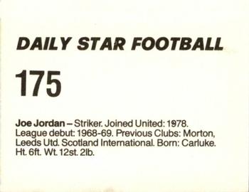 1980-81 Daily Star Football #175 Joe Jordan Back