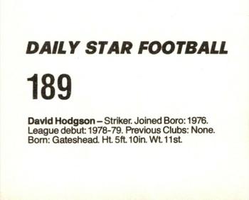 1980-81 Daily Star Football #189 David Hodgson Back