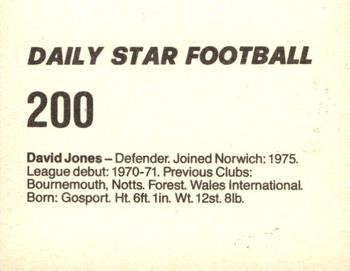1980-81 Daily Star Football #200 David Jones Back