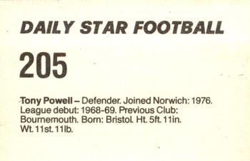 1980-81 Daily Star Football #205 Tony Powell Back