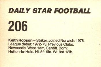 1980-81 Daily Star Football #206 Keith Robson Back