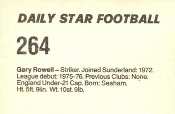 1980-81 Daily Star Football #264 Gary Rowell Back