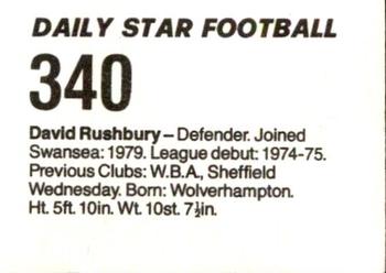 1980-81 Daily Star Football #340 Dave Rushbury Back