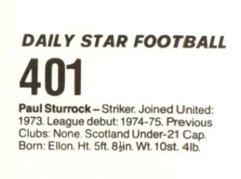 1980-81 Daily Star Football #401 Paul Sturrock Back