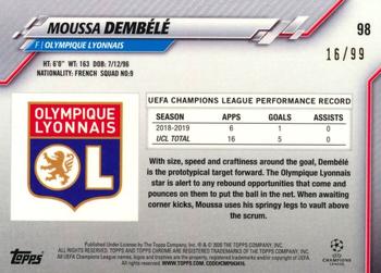 2019-20 Topps Chrome Sapphire Edition UEFA Champions League - Yellow #98 Moussa Dembélé Back