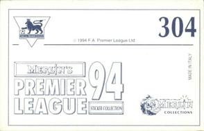 1993-94 Merlin's Premier League 94 Sticker Collection #304 Richard Jobson Back