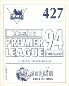 1993-94 Merlin's Premier League 94 Sticker Collection #427 Steve Sedgley Back