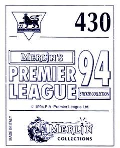 1993-94 Merlin's Premier League 94 Sticker Collection #430 Gordon Durie Back