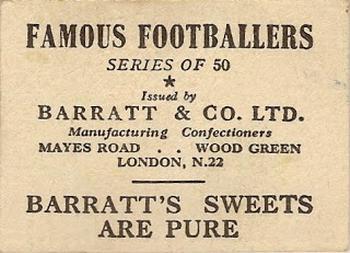1949-50 Barratt & Co. Famous Footballers #NNO Cyril Sidlow Back
