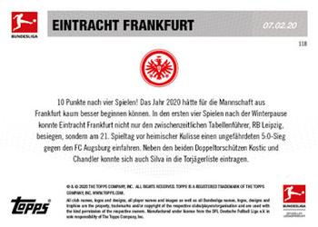 2019-20 Topps Now Bundesliga German #118 Eintracht Frankfurt Back