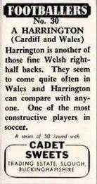 1958 Cadet Sweets Footballers #30 Alan Harrington Back