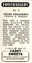 1960 Cadet Sweets Footballers #2 Peter Broadbent Back