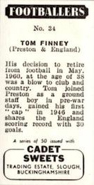 1960 Cadet Sweets Footballers #34 Tom Finney Back