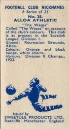 1959-60 Sweetule Products Football Club Nicknames #25 Alloa Athletic Back