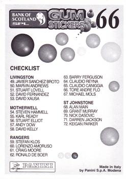 2001-02 Panini Scottish Premier League Gum Stickers #66 Tore Andre Flo Back