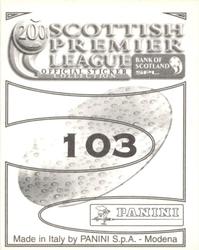 2000 Panini Scottish Premier League Stickers #103 Willie Falconer Back