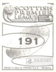 2000 Panini Scottish Premier League Stickers #191 Gary McSwegan Back