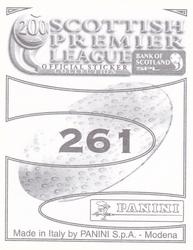 2000 Panini Scottish Premier League Stickers #261 Fabrice Henry Back