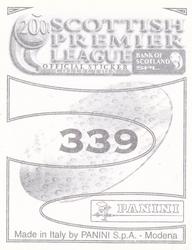 2000 Panini Scottish Premier League Stickers #339 Derek Adams Back