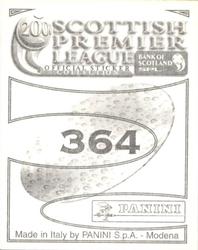 2000 Panini Scottish Premier League Stickers #364 Lorenzo Amoruso Back