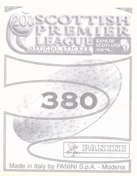 2000 Panini Scottish Premier League Stickers #380 Jonatan Johansson Back