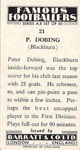 1961 Barratt & Co. Famous Footballers (A9) - A8 Misprint #21 Peter Dobing Back