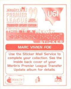 1998-99 Merlin Premier League 99 Transfer Update #U61 Marc-Vivien Foe Back