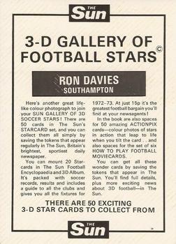 1972 The Sun 3D Gallery of Football Stars #NNO Ron Davies Back