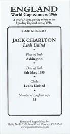 2006 Philip Neill England World Cup Winners of 1966 #5 Jack Charlton Back