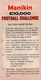 1969 J.R. Freeman Manikin Football Challenge #25 Geoff Hurst Back